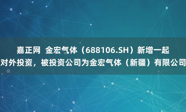 嘉正网  金宏气体（688106.SH）新增一起对外投资，被投资公司为金宏气体（新疆）有限公司